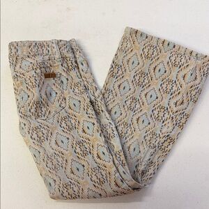 Rock & Roll Cowgirl Patterned Kids Jeans - Cream and Blue